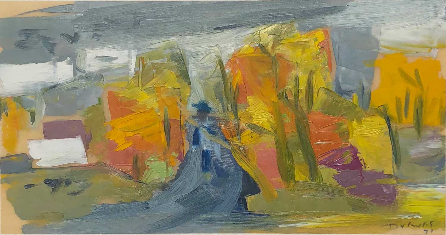 Country Road in Autumn, 1971, oil on paper, 5" x 9 3/8"
