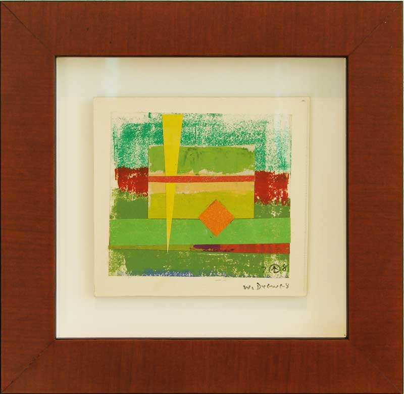 Orange Rectangle, 1978 collage, 8 3/4" x 9" framed