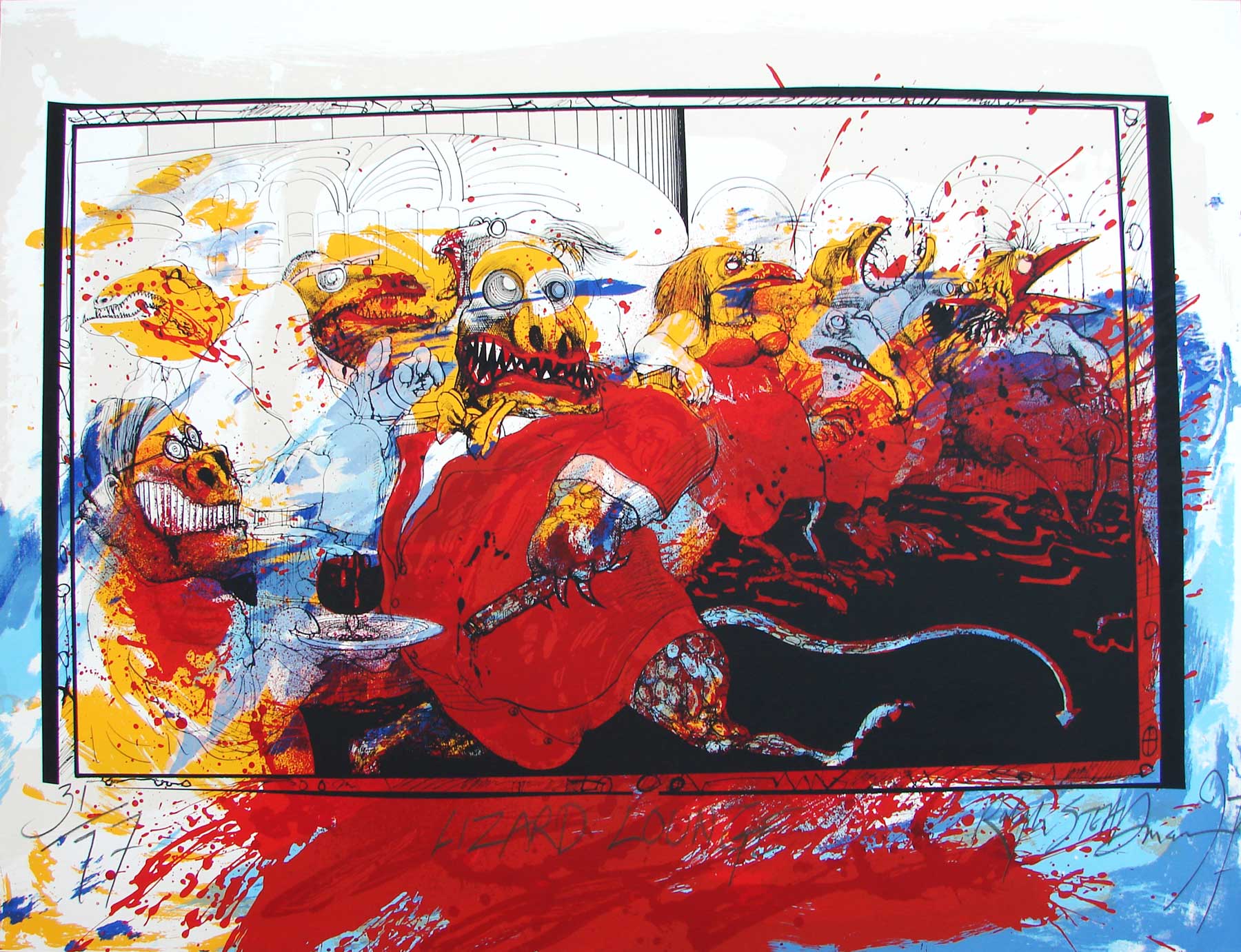 Lizard Lounge, Nine color silkscreen, 38" x 50", SOLD
