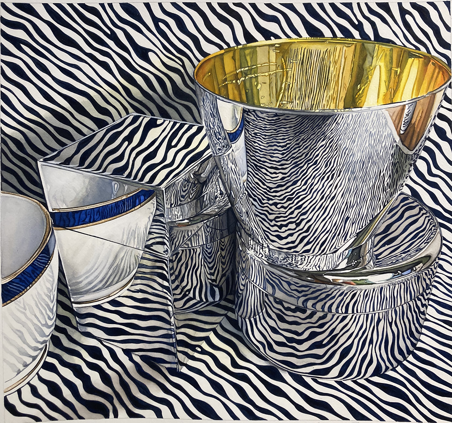 Cup with Blue Rim, Watercolor on paper, 13.5 x 19.25 inches unframed