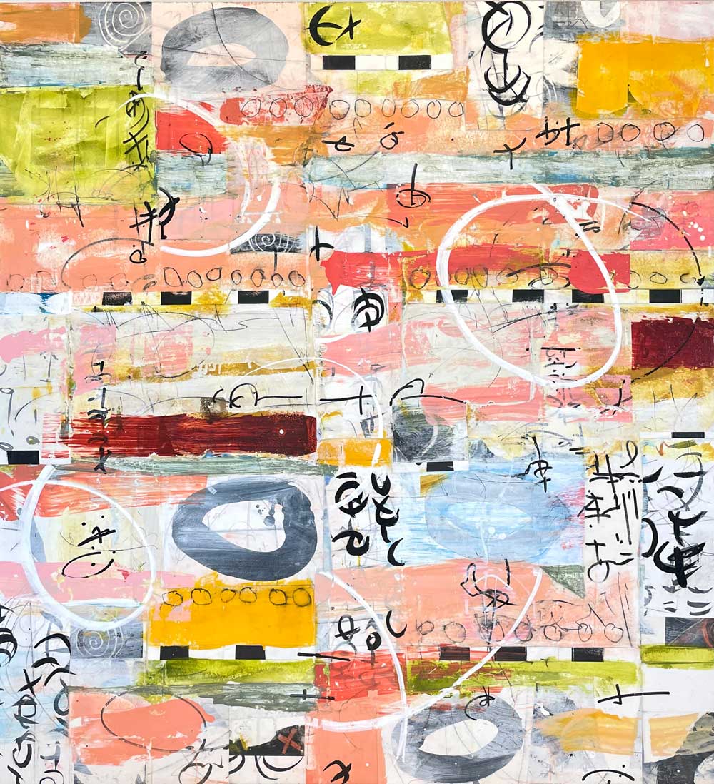Laura Wait, On the Road Again, Mixed media on panel, 52 x 48 inches SOLD